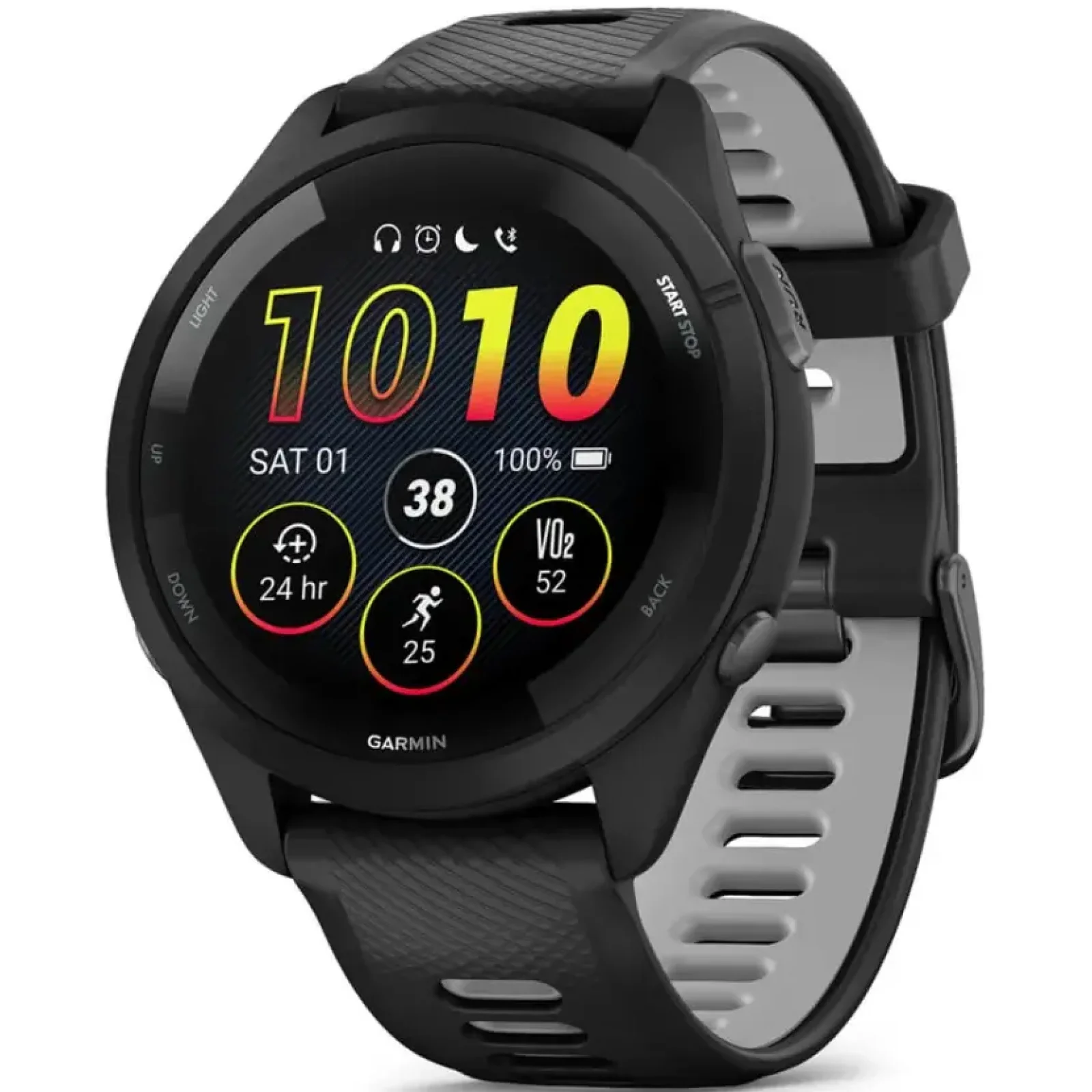 Смарт-годинник GARMIN Forerunner 265 Black Bezel and Case with Black/Powder Gray Silicone Band (010-02810-00/10/50)