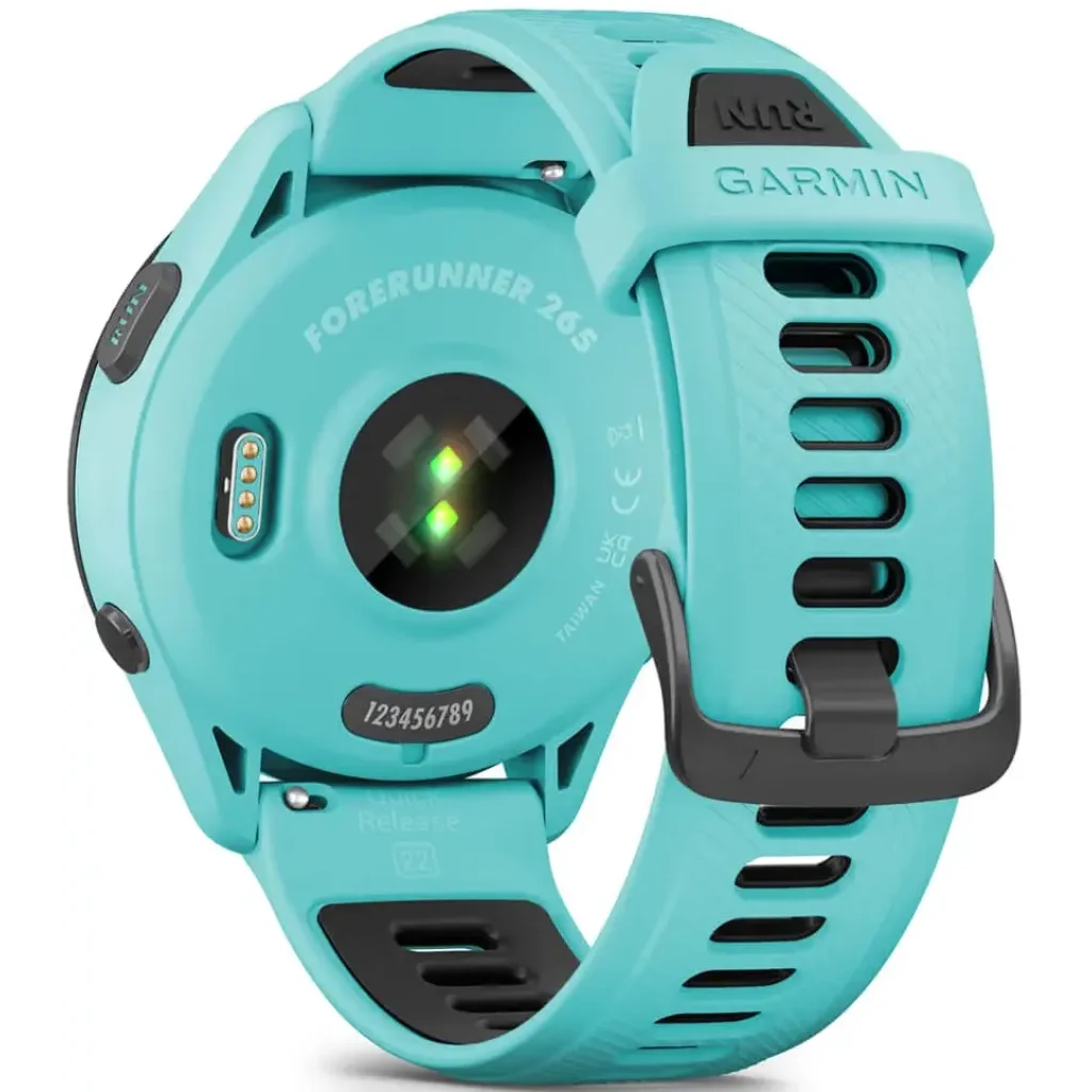 Смарт-годинник GARMIN Forerunner 265 Black Bezel with Aqua Case and Aqua/Black Silicone Band (010-02810-02/12/52) UA