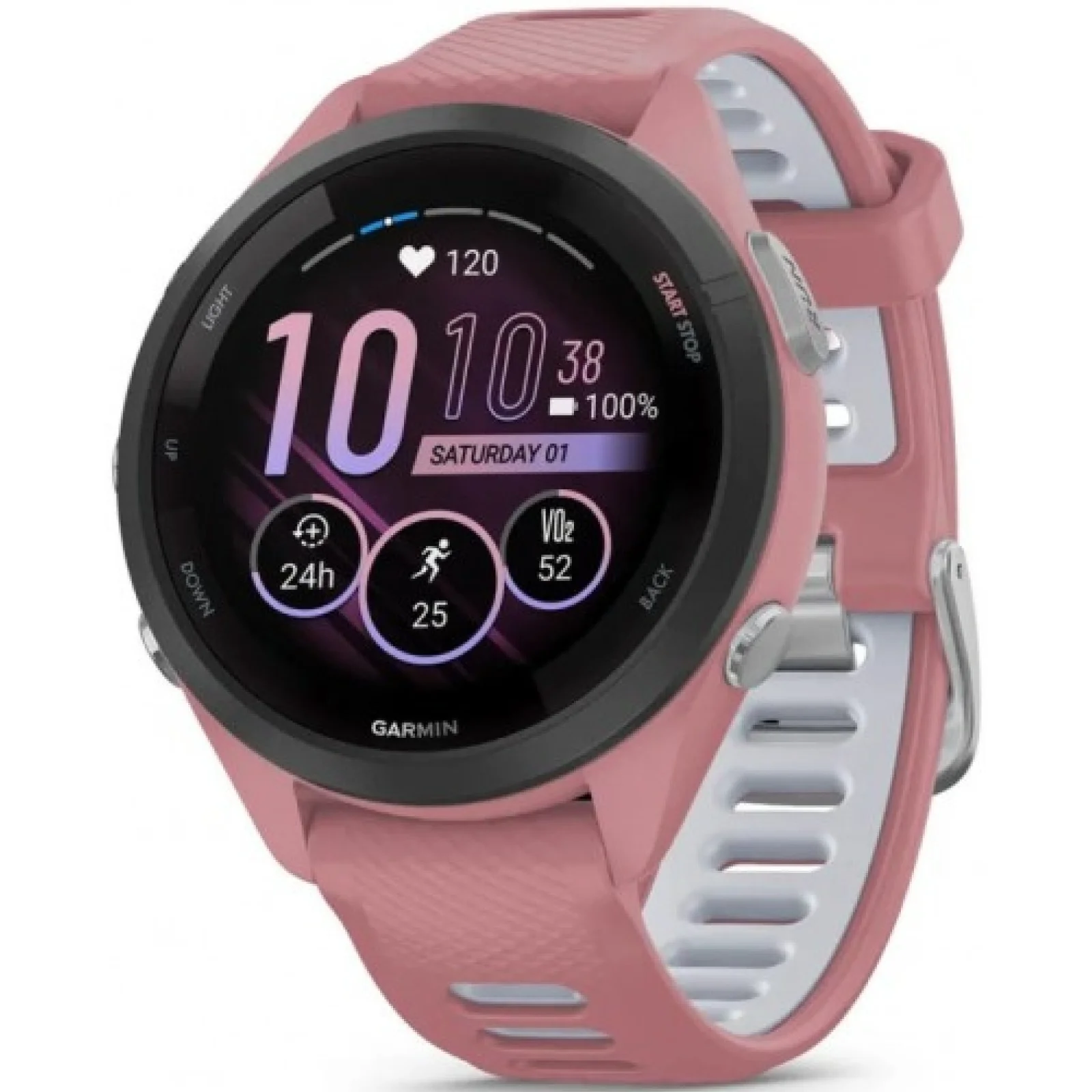 Смарт-часы GARMIN Forerunner 265S Black Bezel with Light Pink Case and Light Pink/Whitestone Silicone Band (010-02810-05/15/55)