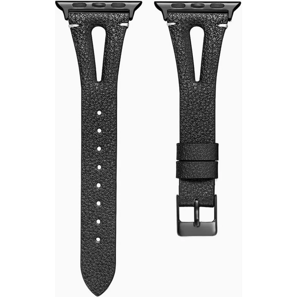 Кожаный ремешок Genuine Leather Slim Breathable Black для Apple Watch 38mm/40mm