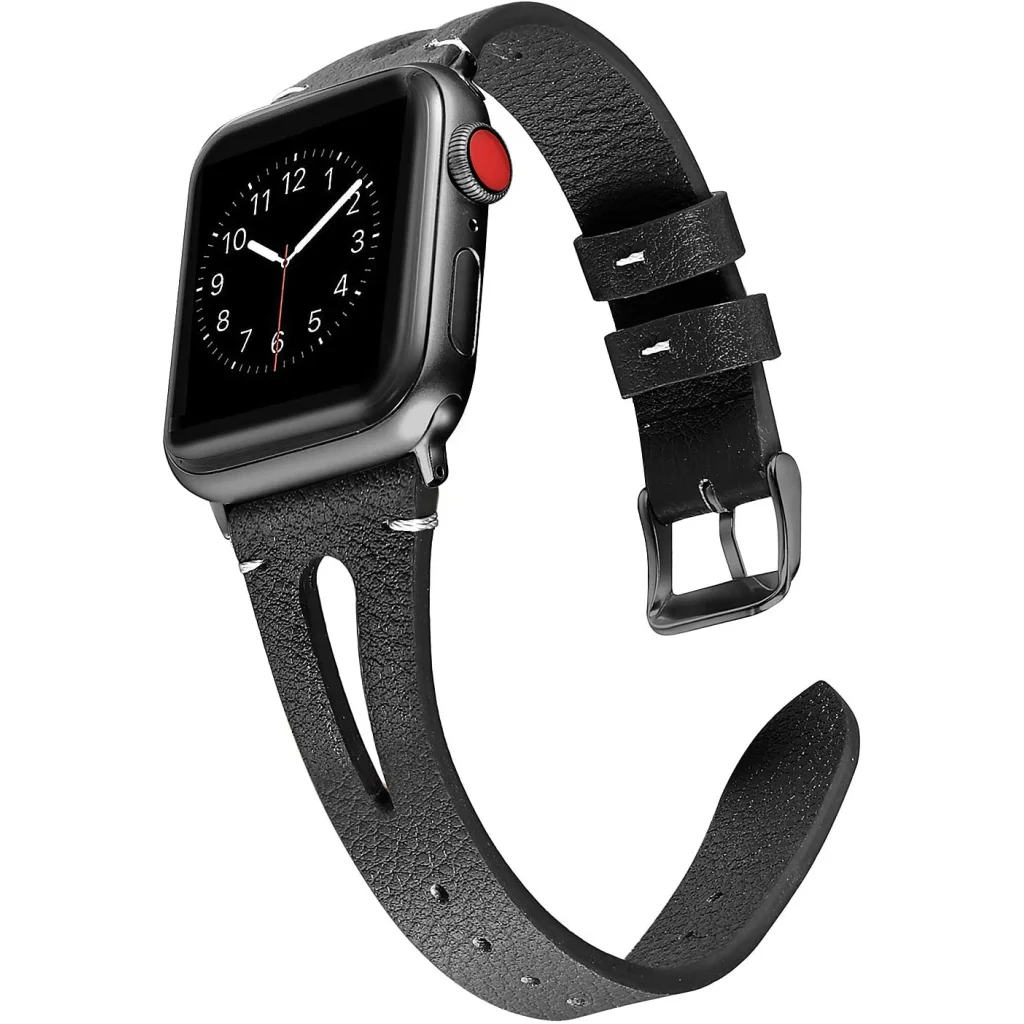 Кожаный ремешок Genuine Leather Slim Breathable Black для Apple Watch 38mm/40mm