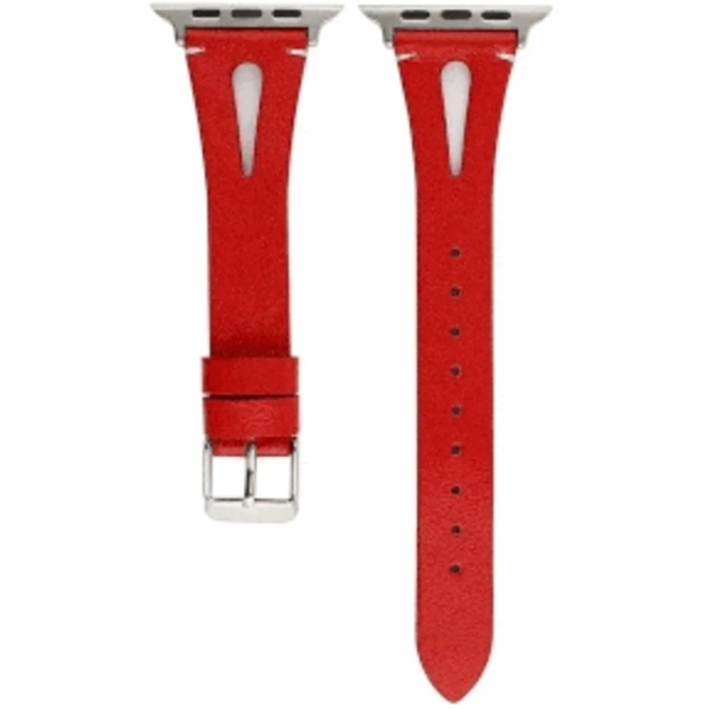 Шкіряний ремінець Genuine Leather Slim Breathable Red для Apple Watch 42mm/44mm