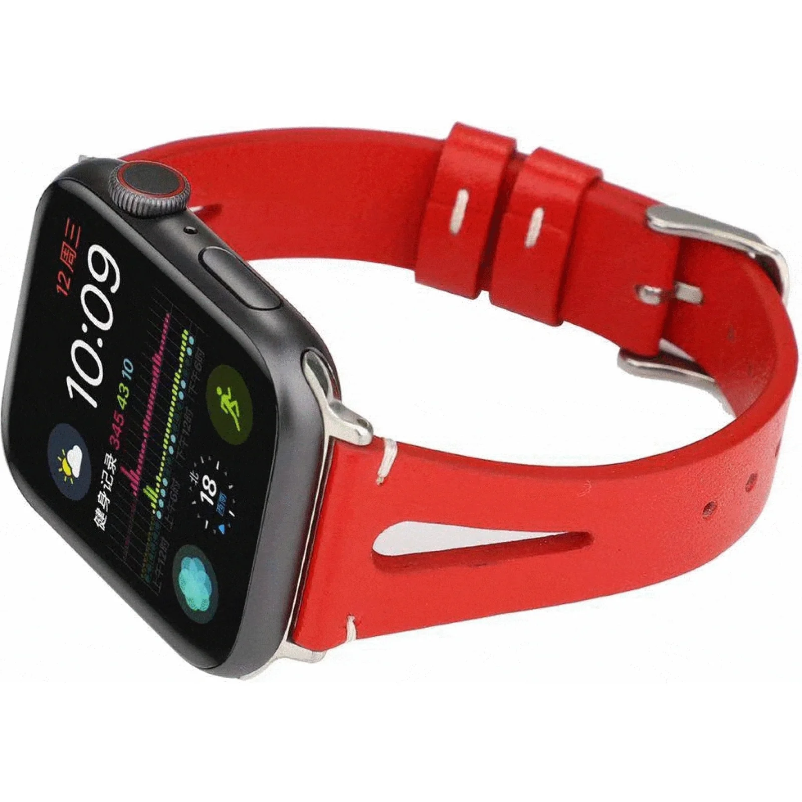 Шкіряний ремінець Genuine Leather Slim Breathable Red для Apple Watch 42mm/44mm