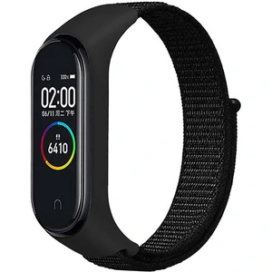 Цвет: Черный - Ремешок Nylon Strap Black для Mi Band 3, Mi Band 4, Mi Band 5