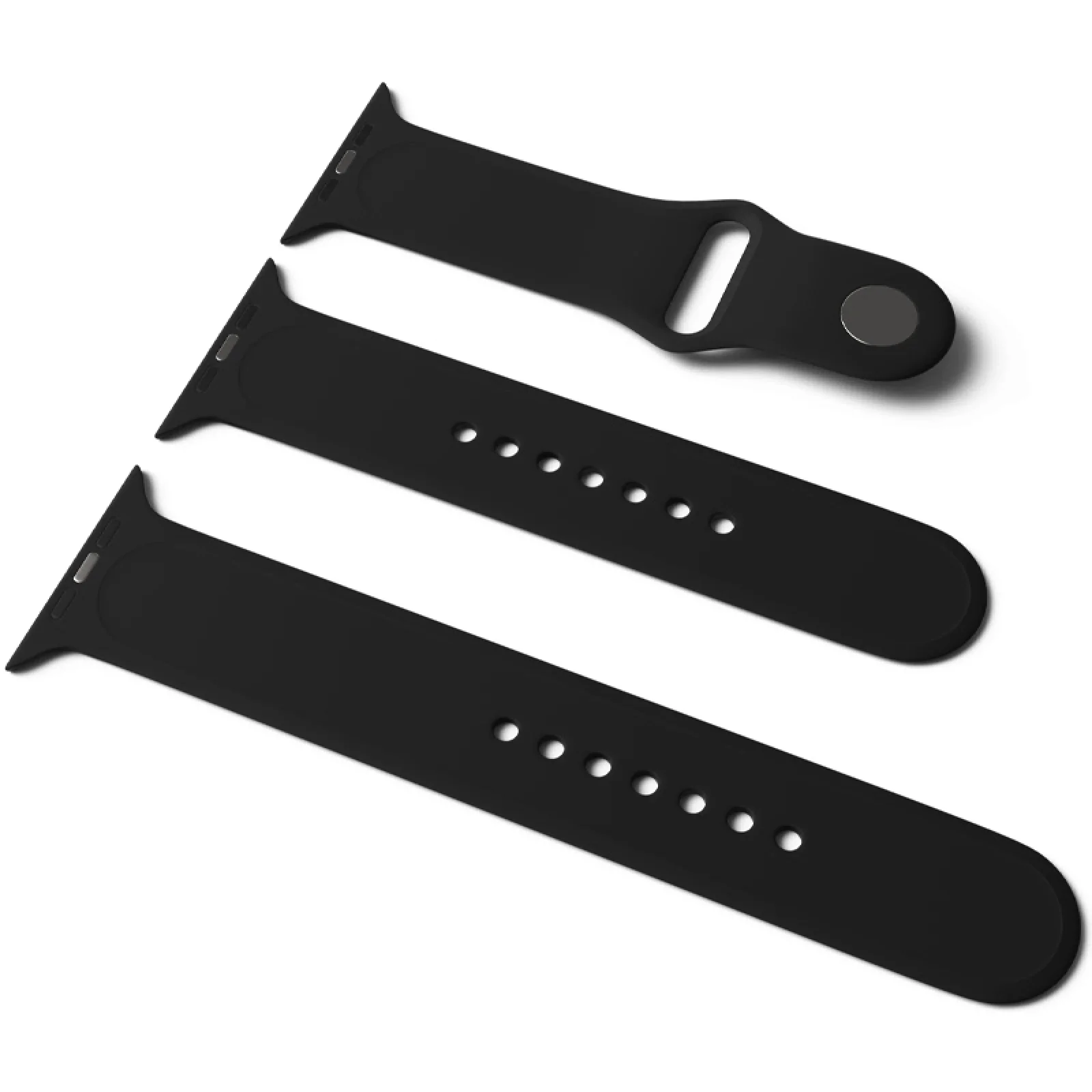 Силіконовий ремінець Apple Watch Sport Band 42mm/44mm S/M&M/L 3pcs Black (HQCo)