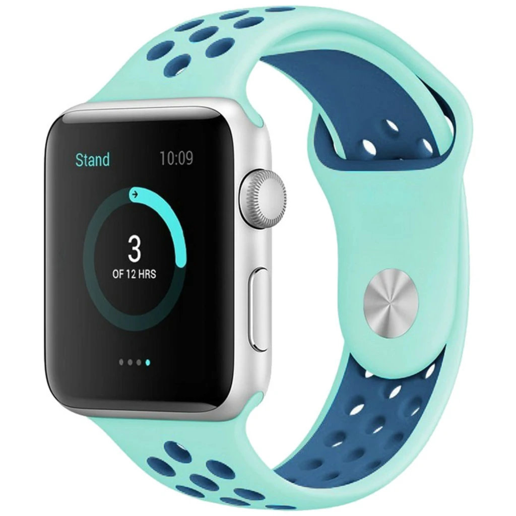 Силіконовий ремінець Sport Nike+ для Apple Watch 42mm/44mm Marine green/Blue (HQCo)