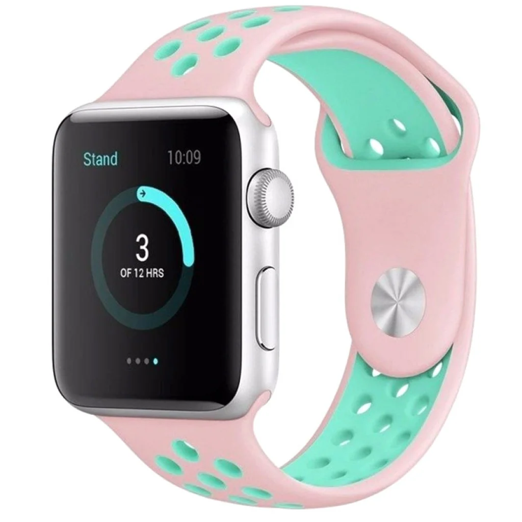 Силиконовый ремешок Sport Nike+ для Apple Watch 42mm/44mm Pink/Marine Green (HQCo)