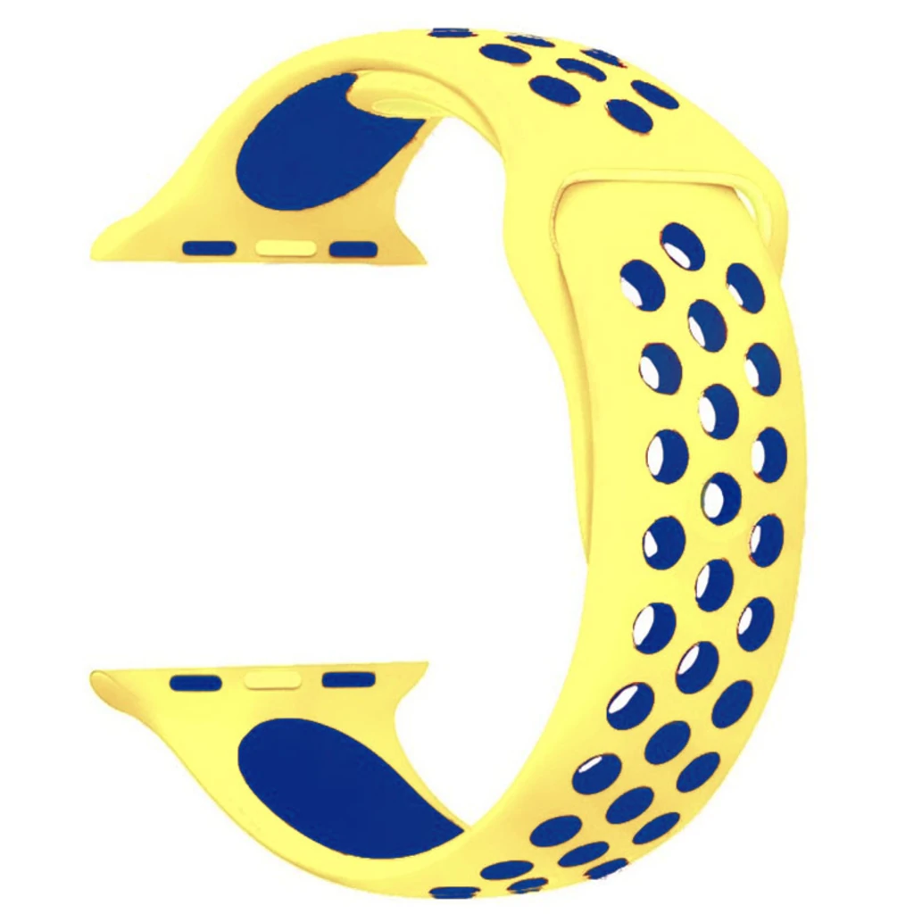 Силіконовий ремінець Sport Nike+ для Apple Watch 42mm/44mm Yellow/Blue (HQCo)