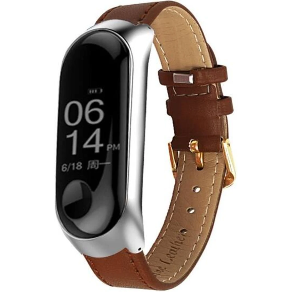 Браслет Mi Band 3, Mi Band 4 Leather Brown
