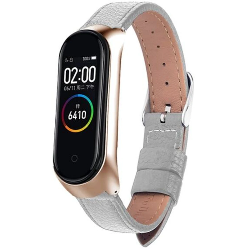 Браслет Mi Band 3, Mi Band 4 Leather White