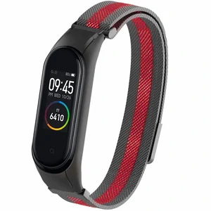 Ремінець Milanese Loop Color Black/Red для Xiaomi Mi Band 4, Mi Band 3