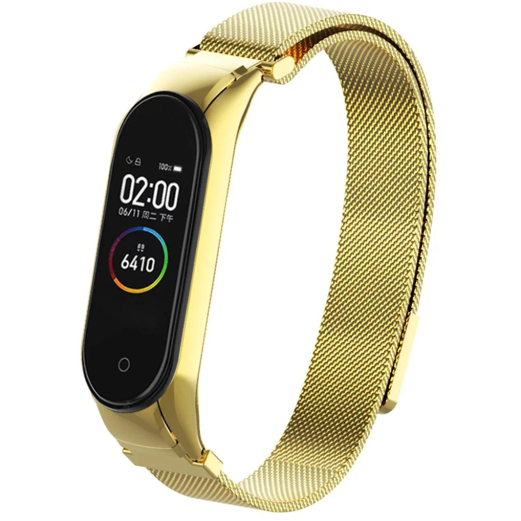 Ремешок Milanese Loop Design Gold для Xiaomi Mi Band 4, Mi Band 3