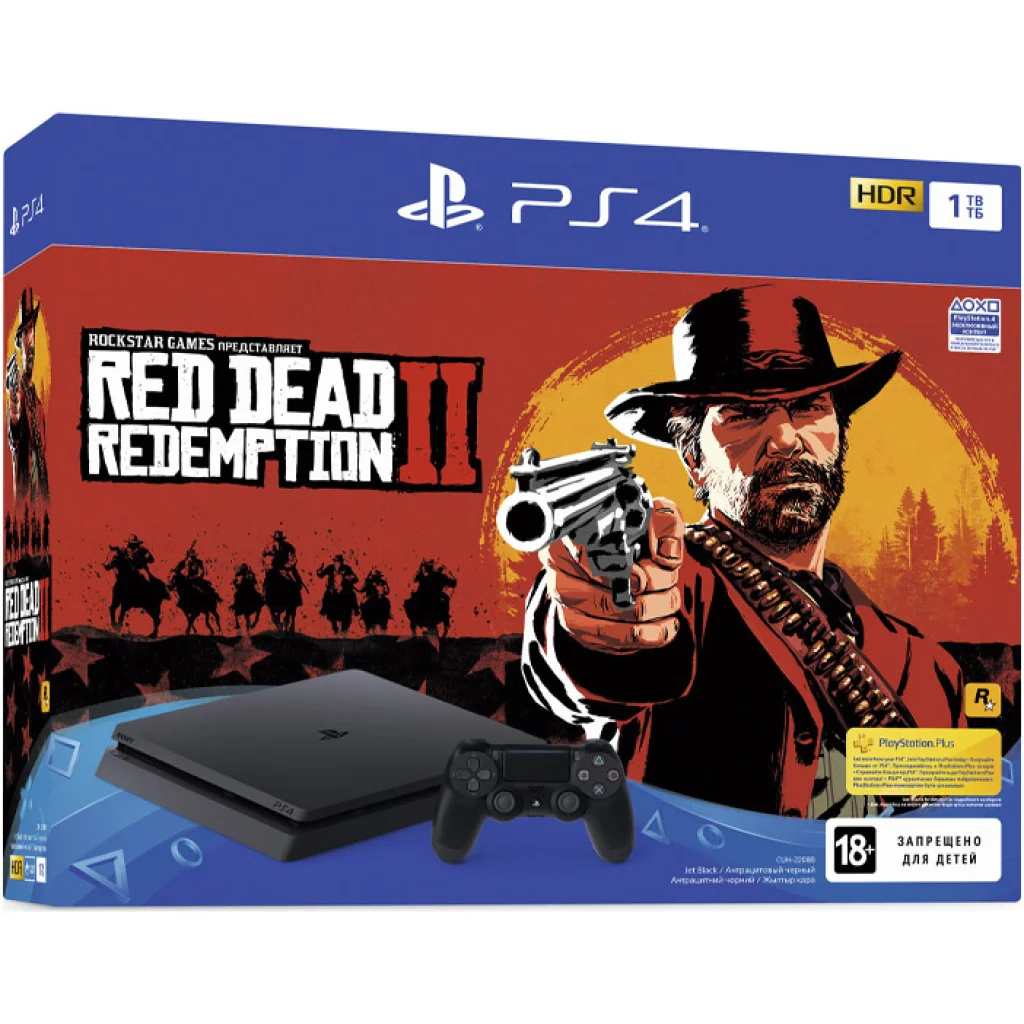 Игровая приставка SONY PlayStation 4 Slim 1Tb Black + Red Dead Redemption 2