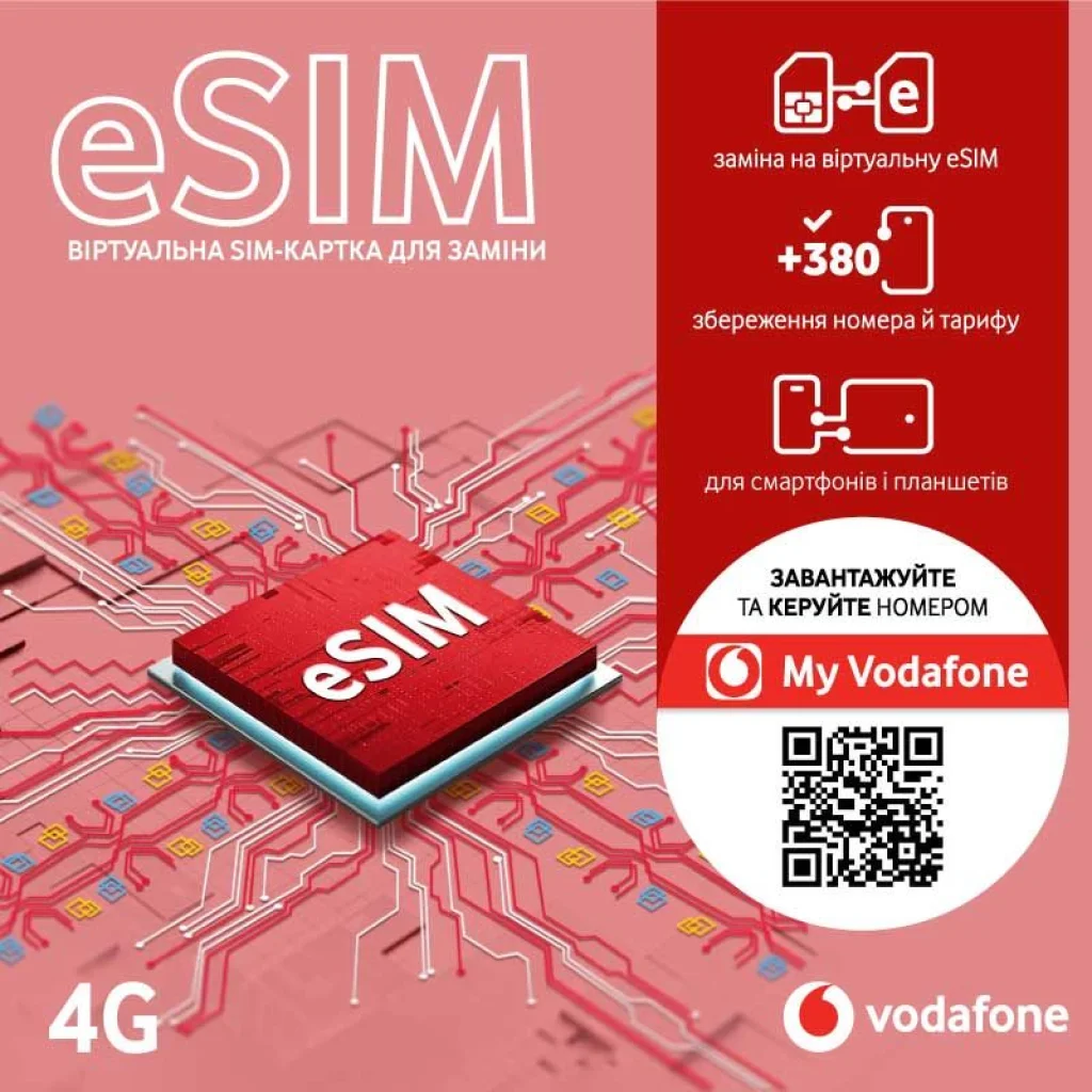 Стартовий пакет VODAFONE Віртуальна eSIM для заміни звичайної SIM-карти