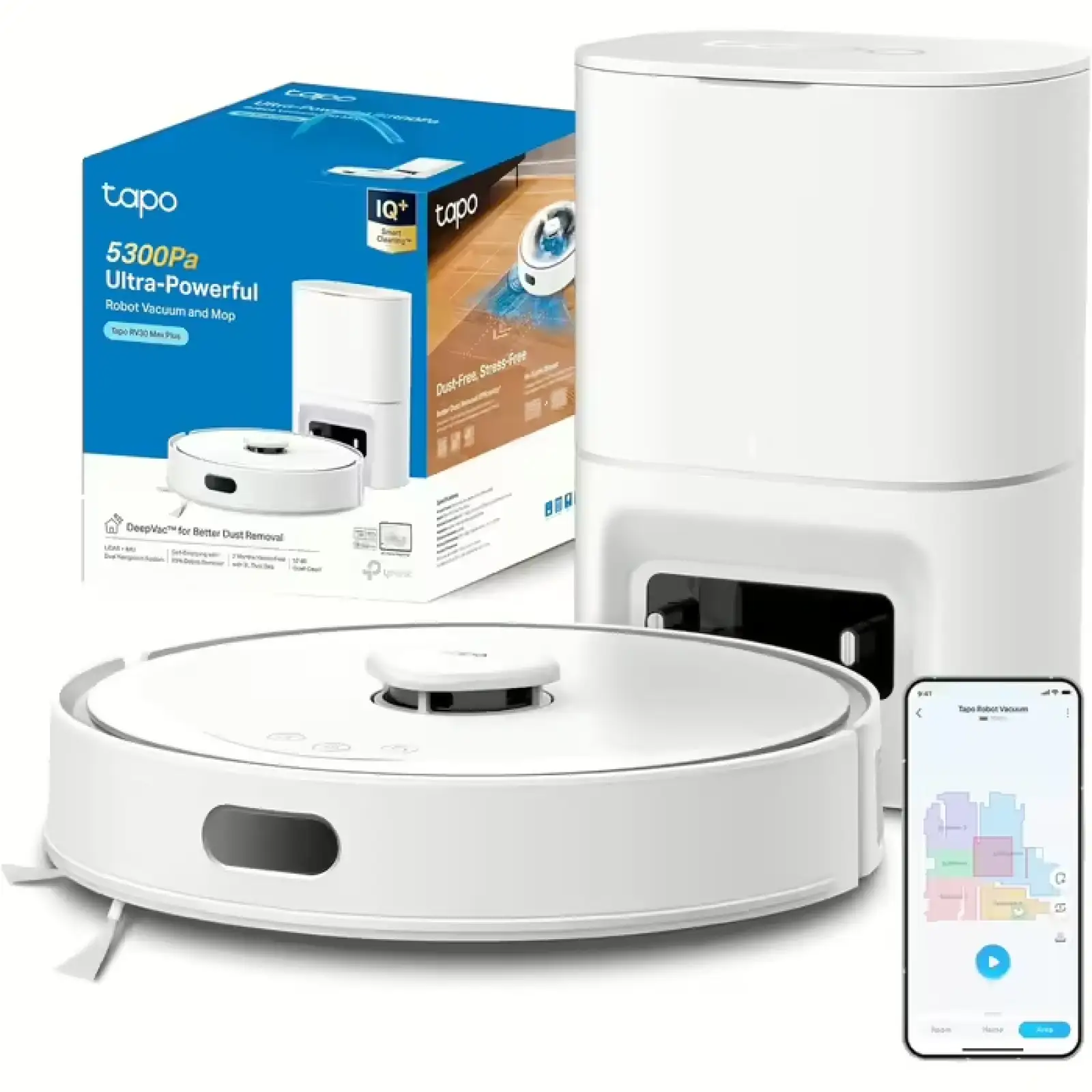 Робот-пылесос TP-Link Tapo RV30 Max Plus White Robot Vacuum and Mop + Smart Auto-Empty Dock (1784500076)