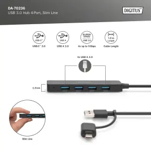 USB-Хаб Digitus USB-A/C 4-port Hub Slim Line (DA-70236) UA