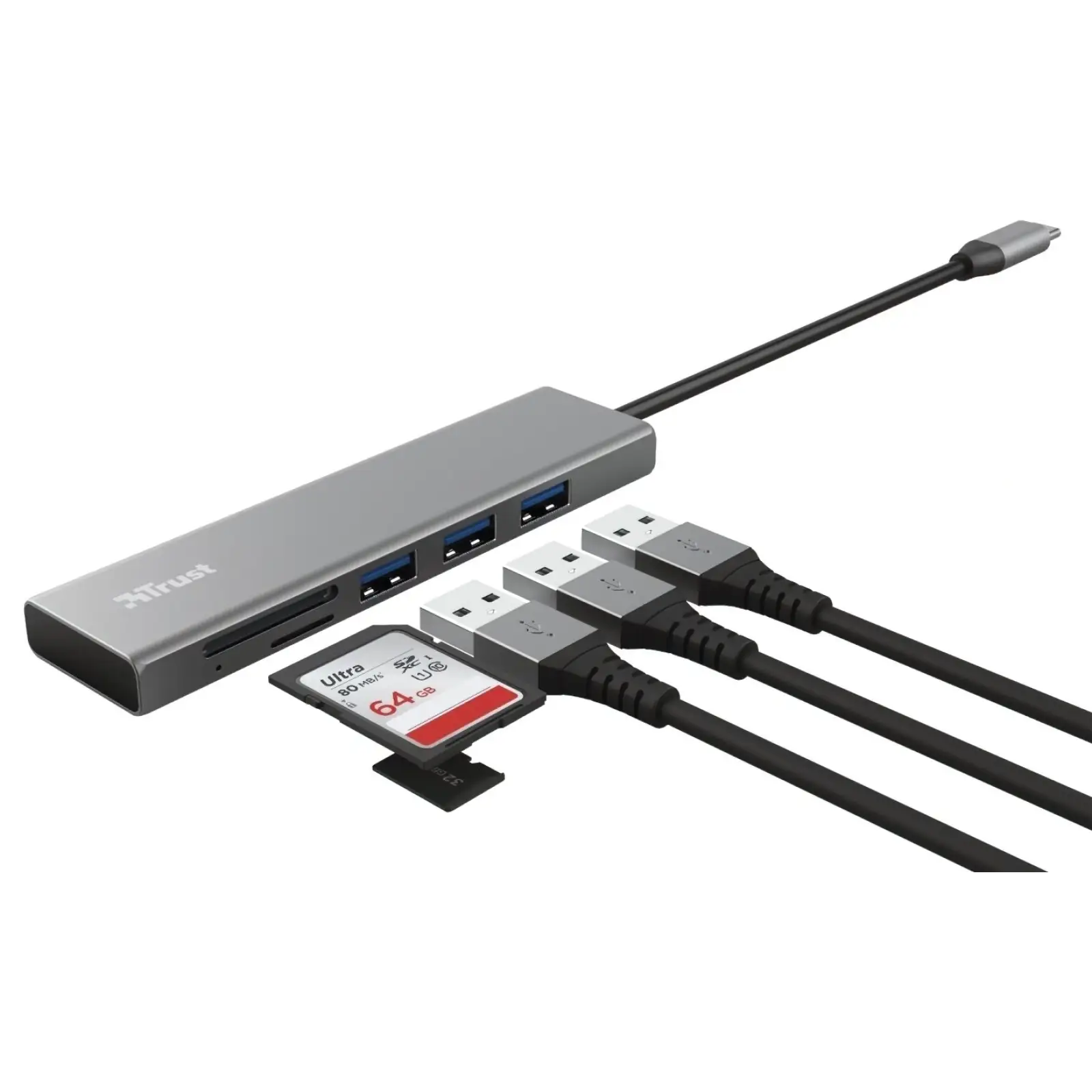 USB-Хаб Trust Halyx Fast USB-C Hub Card reader Aluminium (24191_TRUST) UA