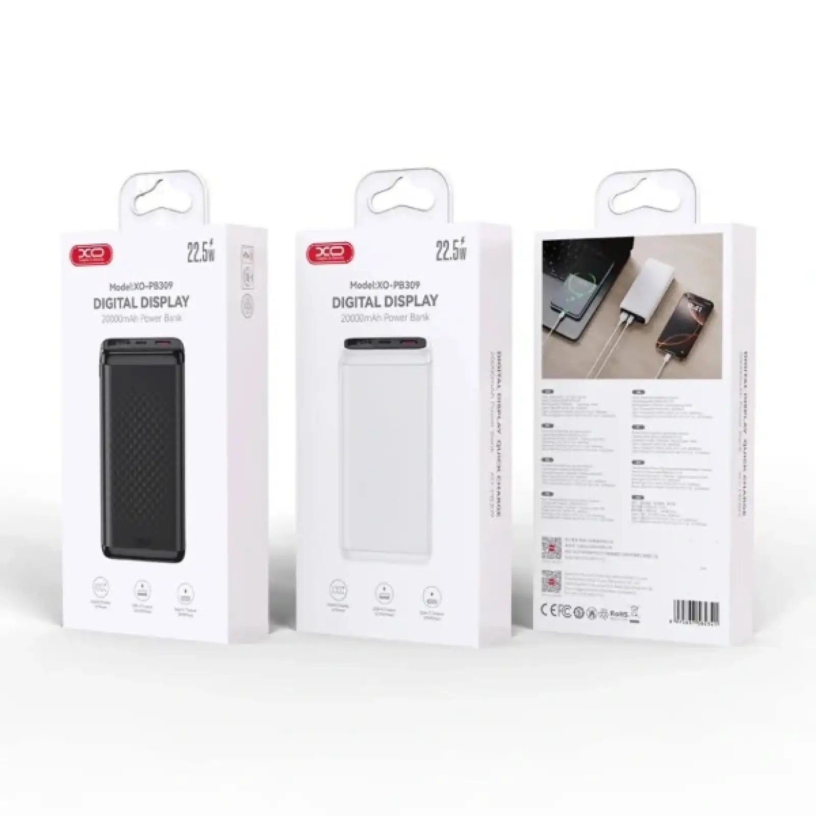 Зовнішній акумулятор XO PB309 20000mAh 22.5W Black