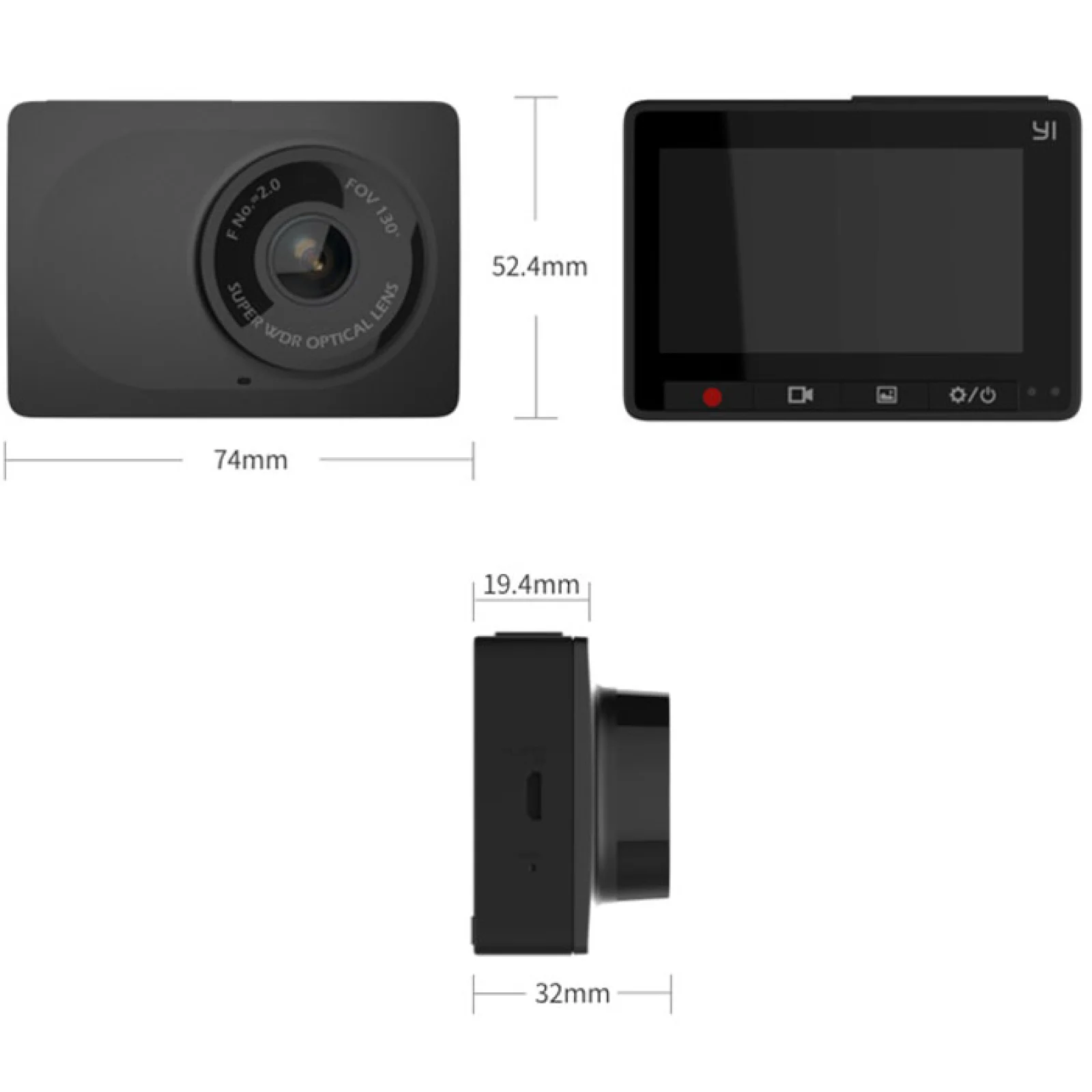 Відеореєстратор YI Compact Dash Camera Black (YCS1.A17) UA