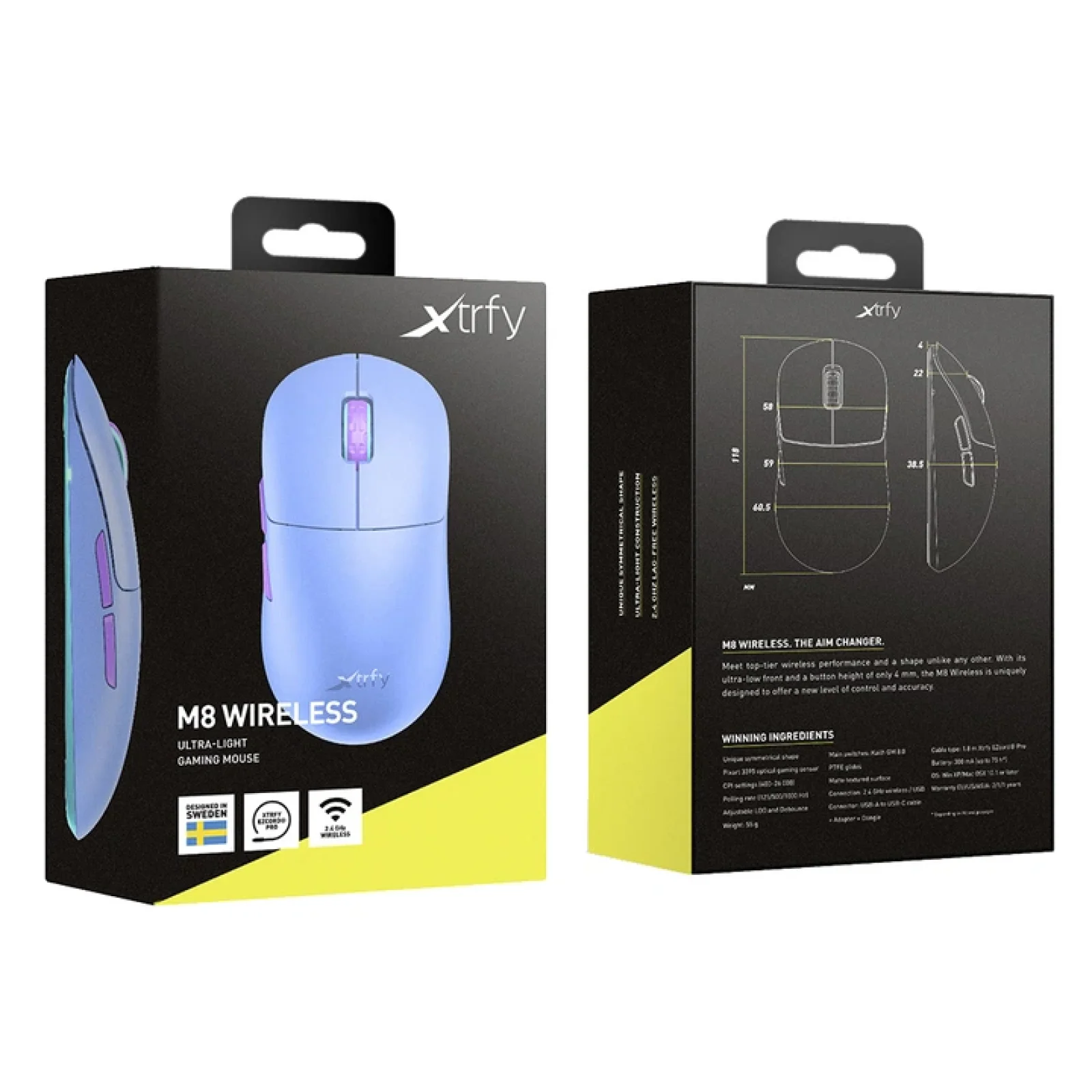 Мышь Xtrfy M8 RGB WIRELESS Frosty Purple (M8W-RGB-PURPLE) UA