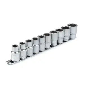 Набор головок торцевых Polax на планке 10 шт.: 10, 11, 12, 13, 14, 15, 17, 19, 22, 24 mm, 1/2 (25-075) UA
