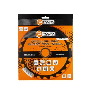 Диск пильний Polax по дереву з твердосплавними напайками 230x30.0/25.4, 60Т (54-147) UA