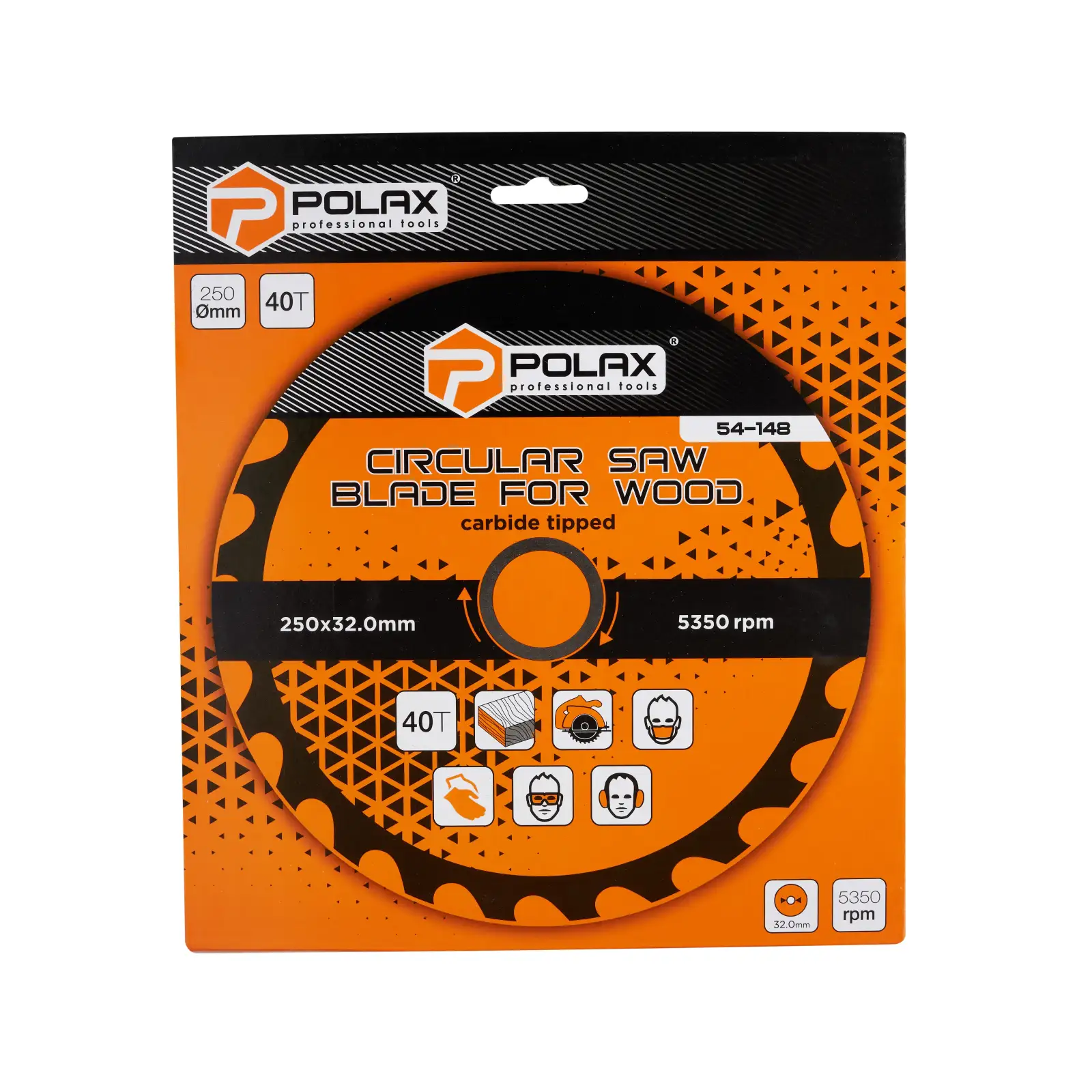 Диск пильний Polax по дереву з твердосплавними напайками 250x32.0/30.0, 40Т (54-148) UA
