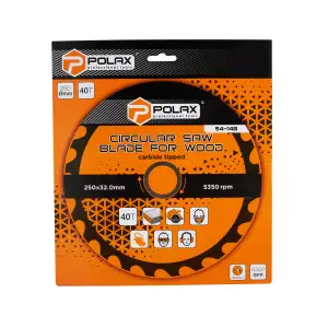 Диск пильний Polax по дереву з твердосплавними напайками 250x32.0/30.0, 40Т (54-148) UA