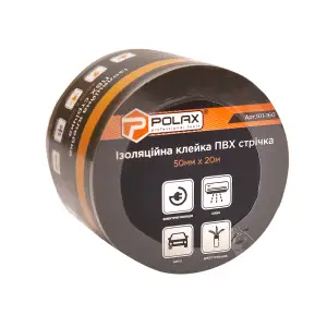 Изоляционная клейкая лента Polax ПВХ чёрная 50 мм х 20 м (101-160) UA