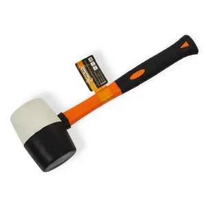 Киянка резиновая черно-белая Polax, ручка из фибергласа, 450 г(39-008) UA