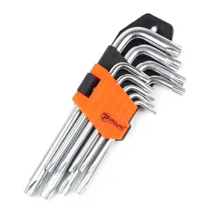 Набор шестигранных TORX ключей Polax Г-образных, 9 предметов, Т10-Т50, Cr-V (25-007) UA