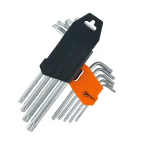 Набор шестигранных TORX ключей Polax Г-образных, 9 предметов, Т10-Т50, Cr-V (25-007) UA