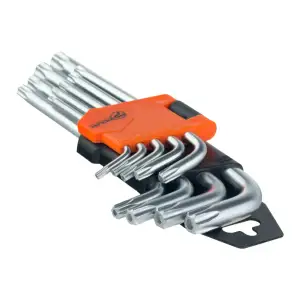 Набор шестигранных TORX ключей Polax Г-образных, 9 предметов, Т10-Т50, Cr-V (25-007) UA