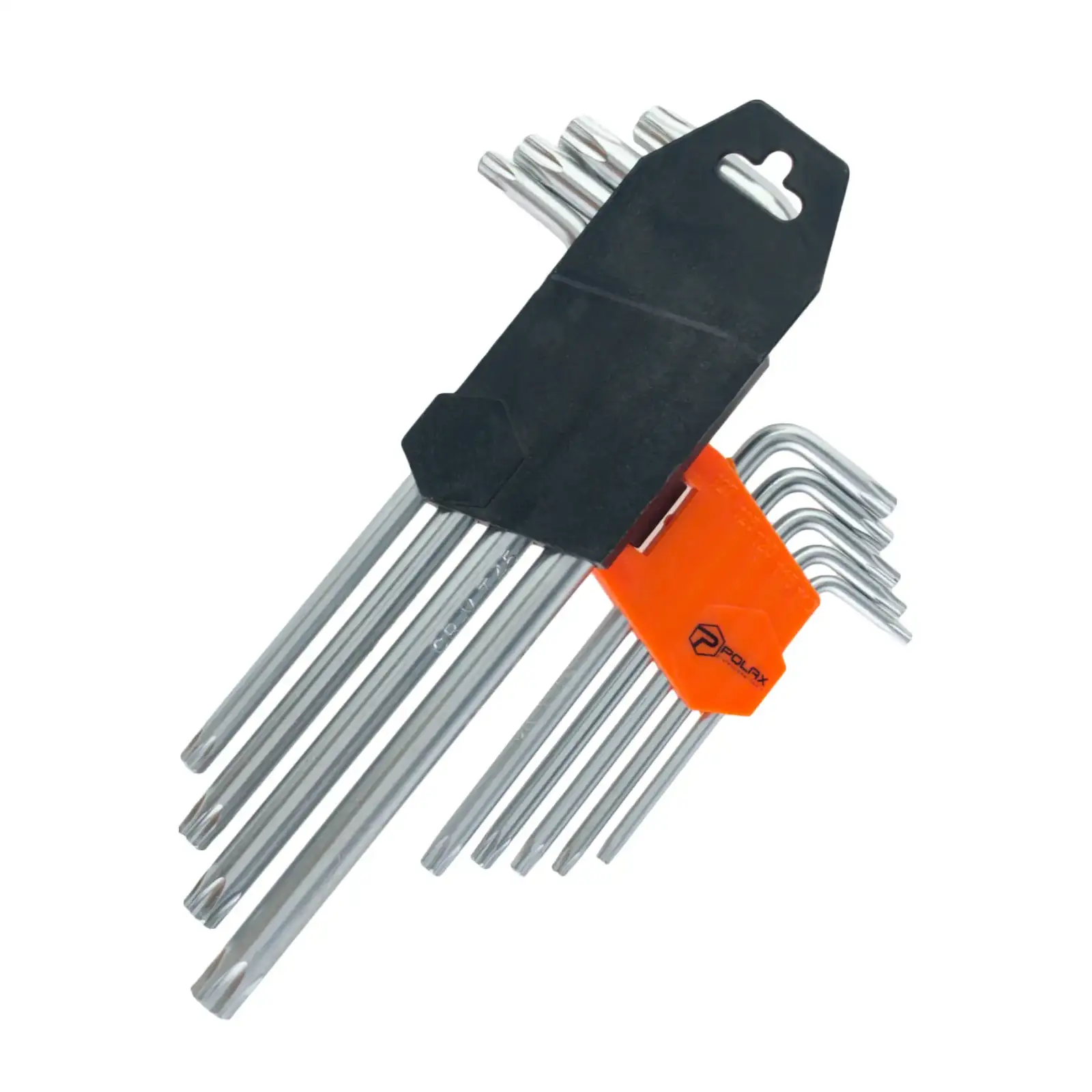 Набор шестигранных TORX ключей Polax Г-образных удлиненных, 9 предметов, Т10-Т50, Cr-V (25-008) UA