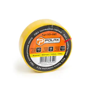 Изоляционная лента ПВХ Polax жёлтая 10 м (101-085) UA