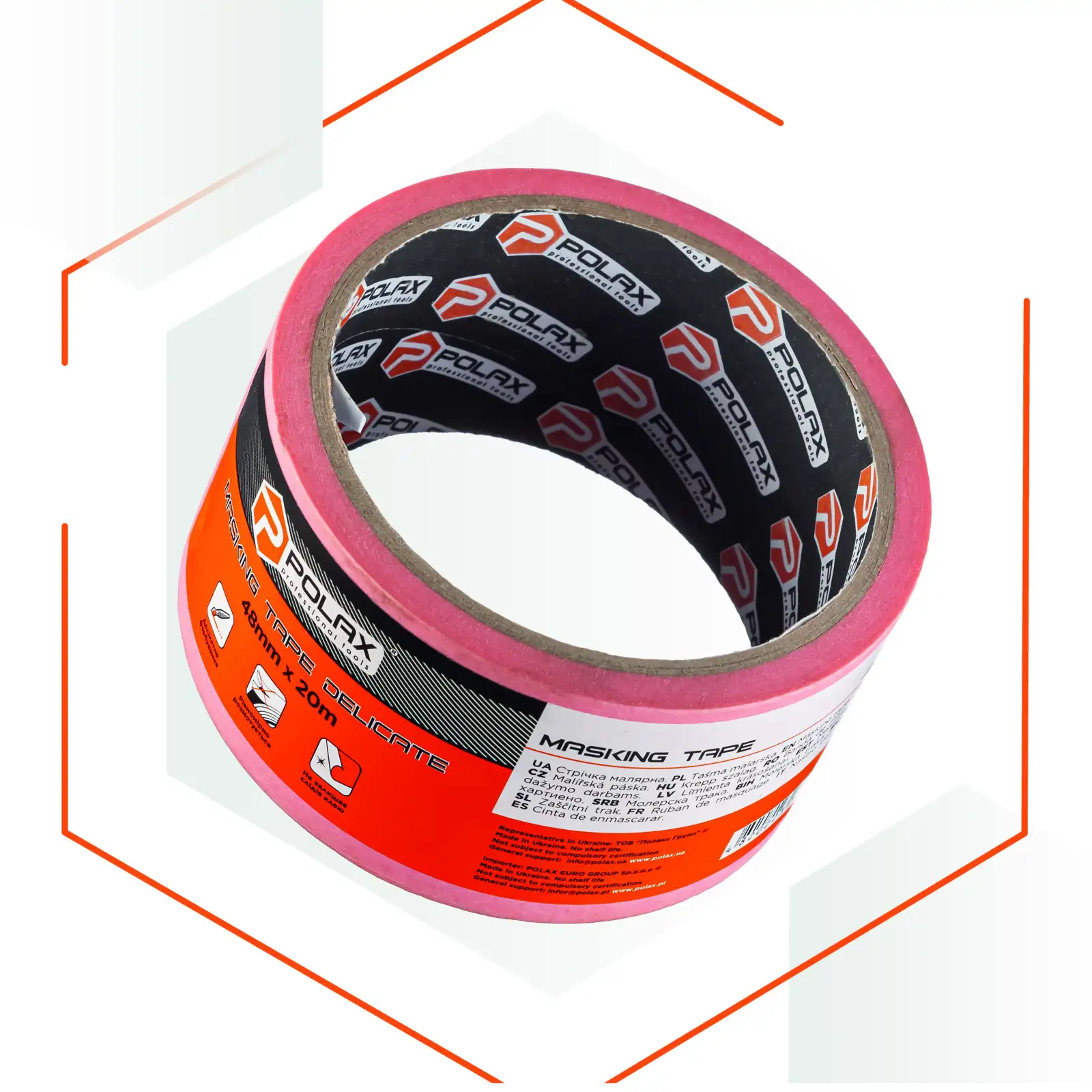 Малярная клейкая лента Polax с рисовой бумаги Delicate 48 мм х 20 м (101-099) UA