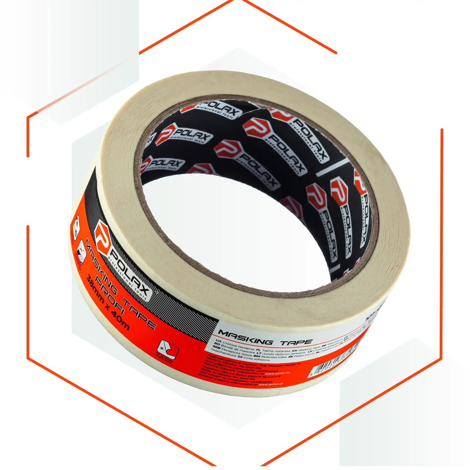 Малярна клейка стрічка Polax Profi 38 мм х 40 м (101-070) UA