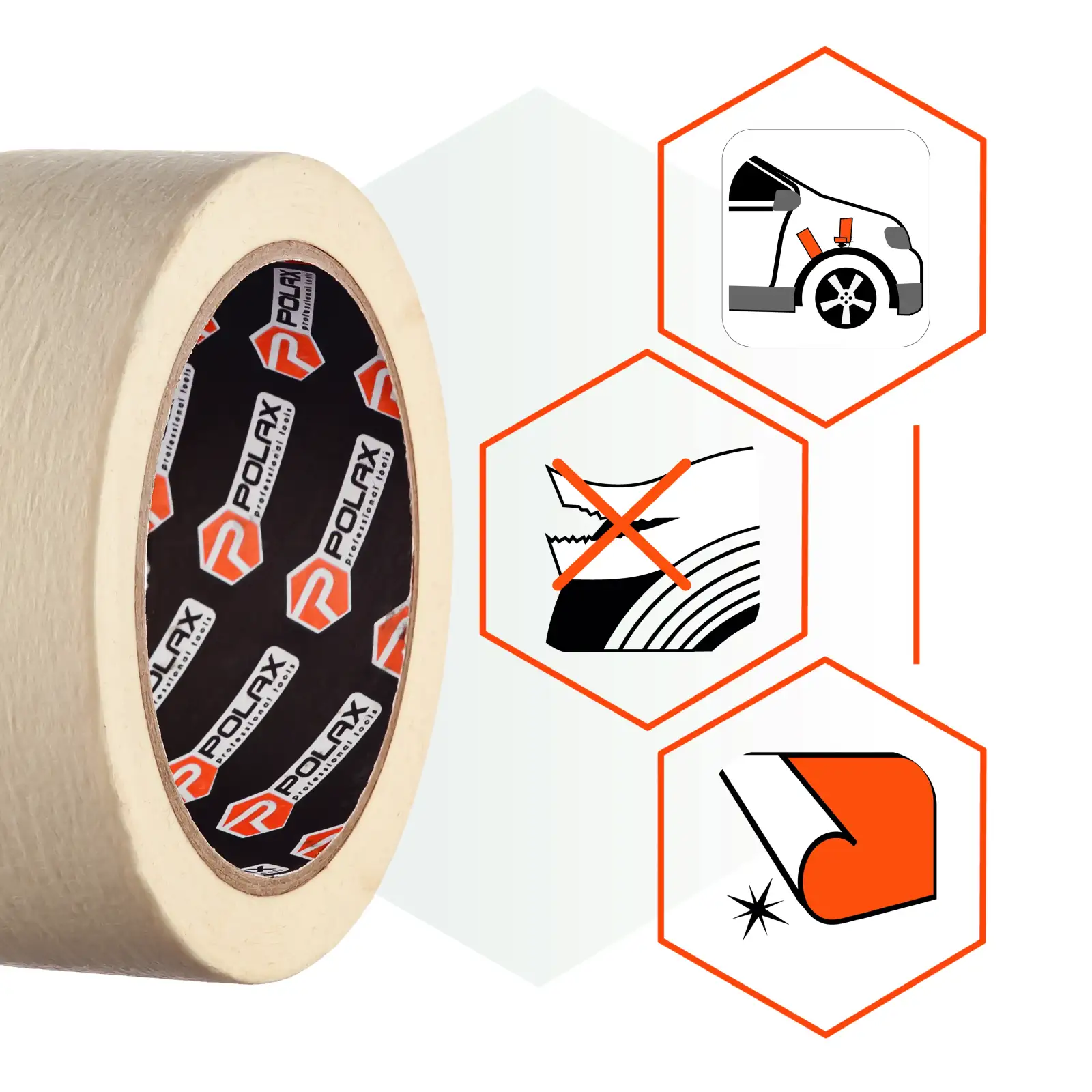 Малярная клейкая лента Polax Profi 48 мм х 40 м (101-071) UA