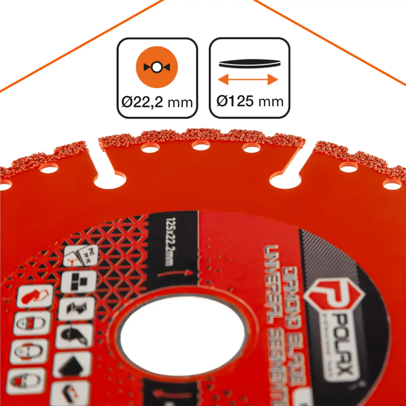 Диск алмазний універсальний сегментний Polax 125*22.2 мм (54-211) UA