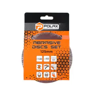 Шлифовальный круг К120 Polax на липучке 125 мм, 10 шт (54-051) UA
