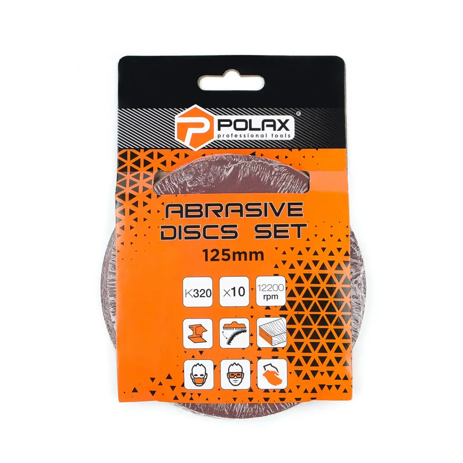 Шлифовальный круг К320 Polax на липучке 125 мм, 10 шт (54-056) UA