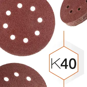 Шліфувальний круг К40 Polax на липучці з отворами 125 мм, 10 шт (54-213) UA
