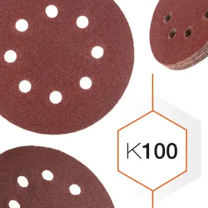 Шліфувальний круг К100 Polax на липучці з отворами 125 мм, 10 шт (54-216) UA