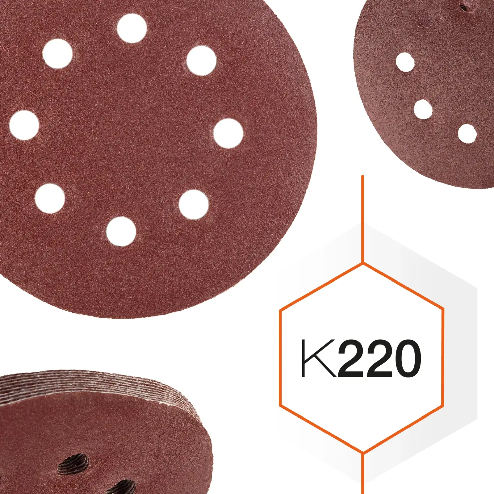 Шліфувальний круг К220 Polax на липучці з отворами 125 мм, 10 шт (54-220) UA