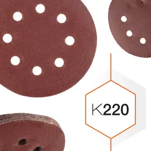 Шліфувальний круг К220 Polax на липучці з отворами 125 мм, 10 шт (54-220) UA
