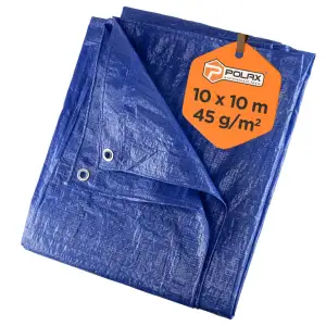 Тент тарпаулиновый Polax 10 x 10м, 45 г/м², с люверсами, двусторонняя ламинация (70-105) UA