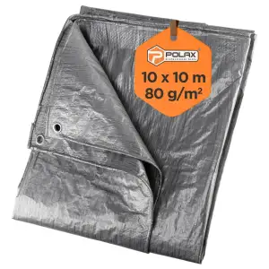Тент тарпаулиновый Polax 10 × 10 м, 80 г/м², с люверсами, двусторонняя ламинация (70-116) UA