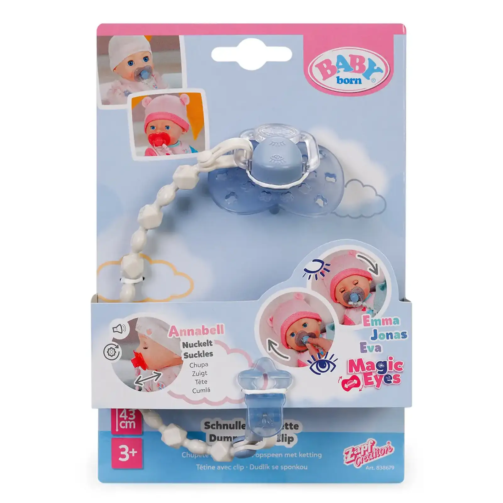 Пустышка для куклы BABY BORN на клипсе (голубая) (838679-1)