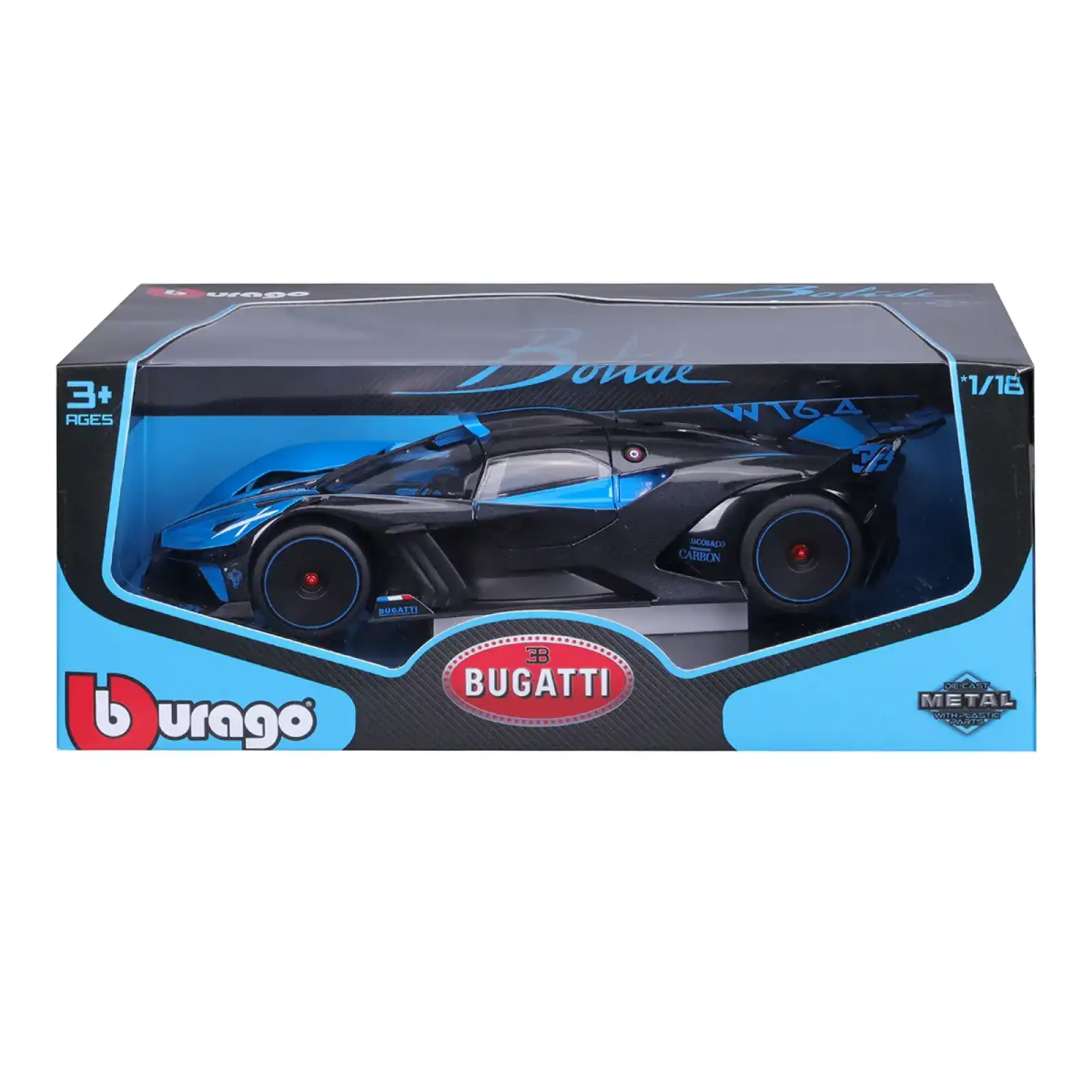 Автомодель - BUGATTI BOLIDE (чорно-синій, 1:18) Bburago (18-11047 BU)