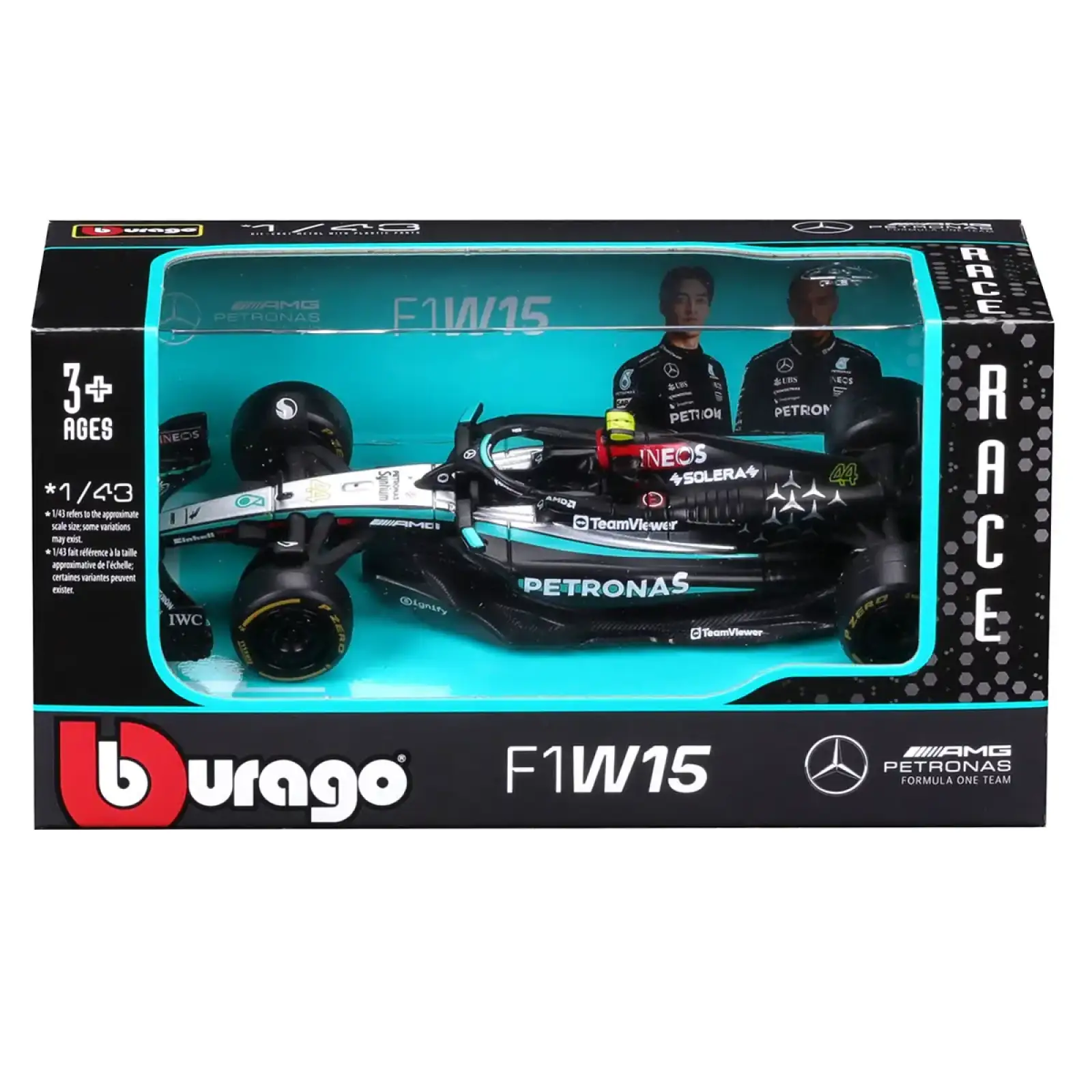 Автомодель MERCEDES-AMG F1 W15 PERFORMANCE (2024) (1:43) Bburago (18-38208)